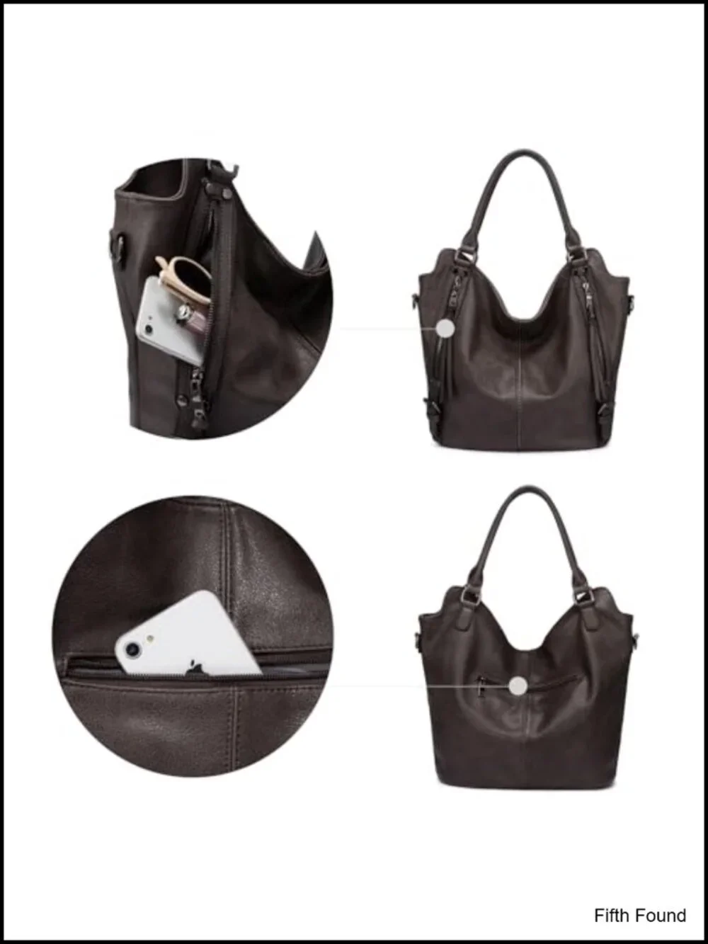 PU Leather Hobo Bag Large Tote with Adjustable Shoulder Strap